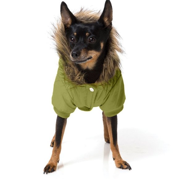 Fuzzyard Dog Green Duffel Coat Jacket Hooded - Picture 3 of 4